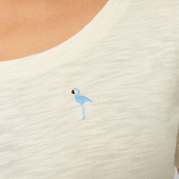 NWT Talbots Flamingo Embroidered Scoop Neck Tee Size - Picture 3 of 8